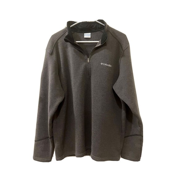 Columbia Men's LG Gray Soft Sweater Knit Fleece Lined Long Sleeve 1/4 Zip Shirt - Picture 1 of 10